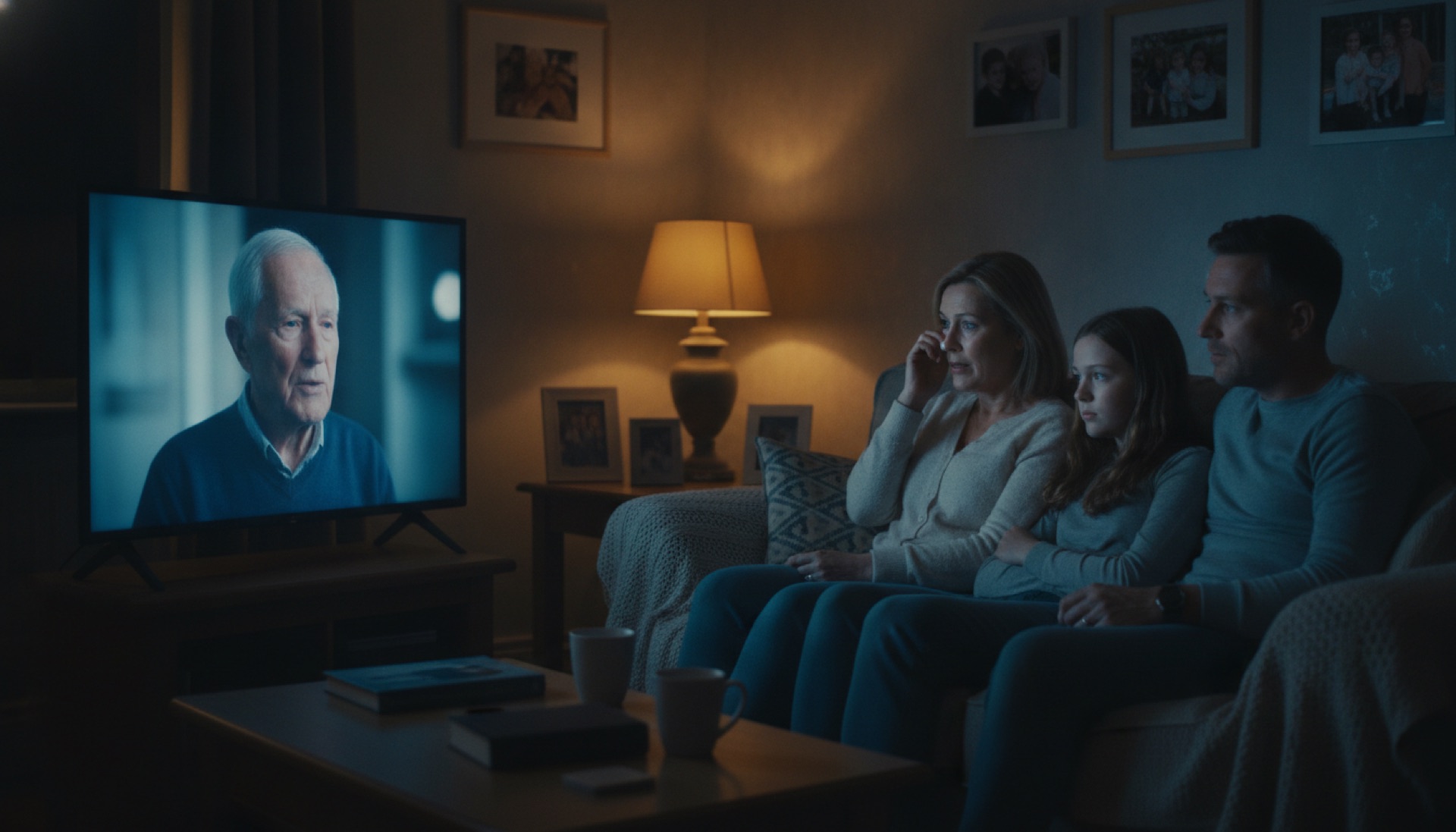 A family watching their finished Life Feature film together